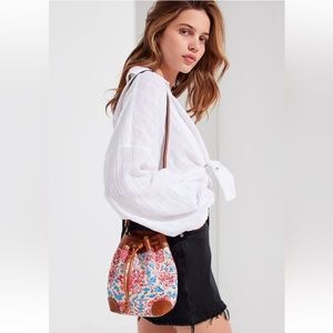 UO Canvas Crossbody Bucket Bag